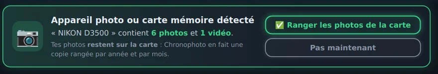 Carte mémoire détectée